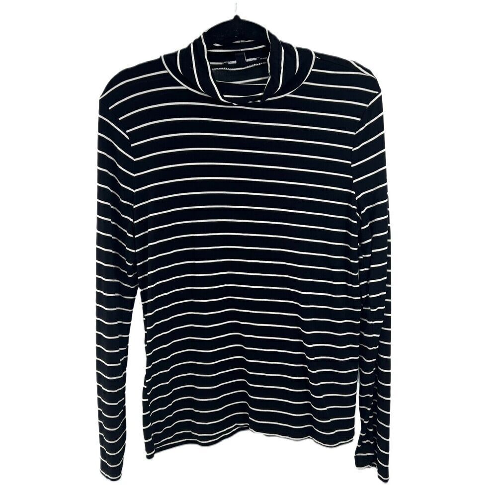 Cable & Gauge Women Black Long Sleeve Top XL Striped Layer Soft